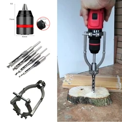 Square Hole Drill Woodworking Drill Tools Auger Mortising Chisel Drill Set DIY Furniture Square Woodworking Drill