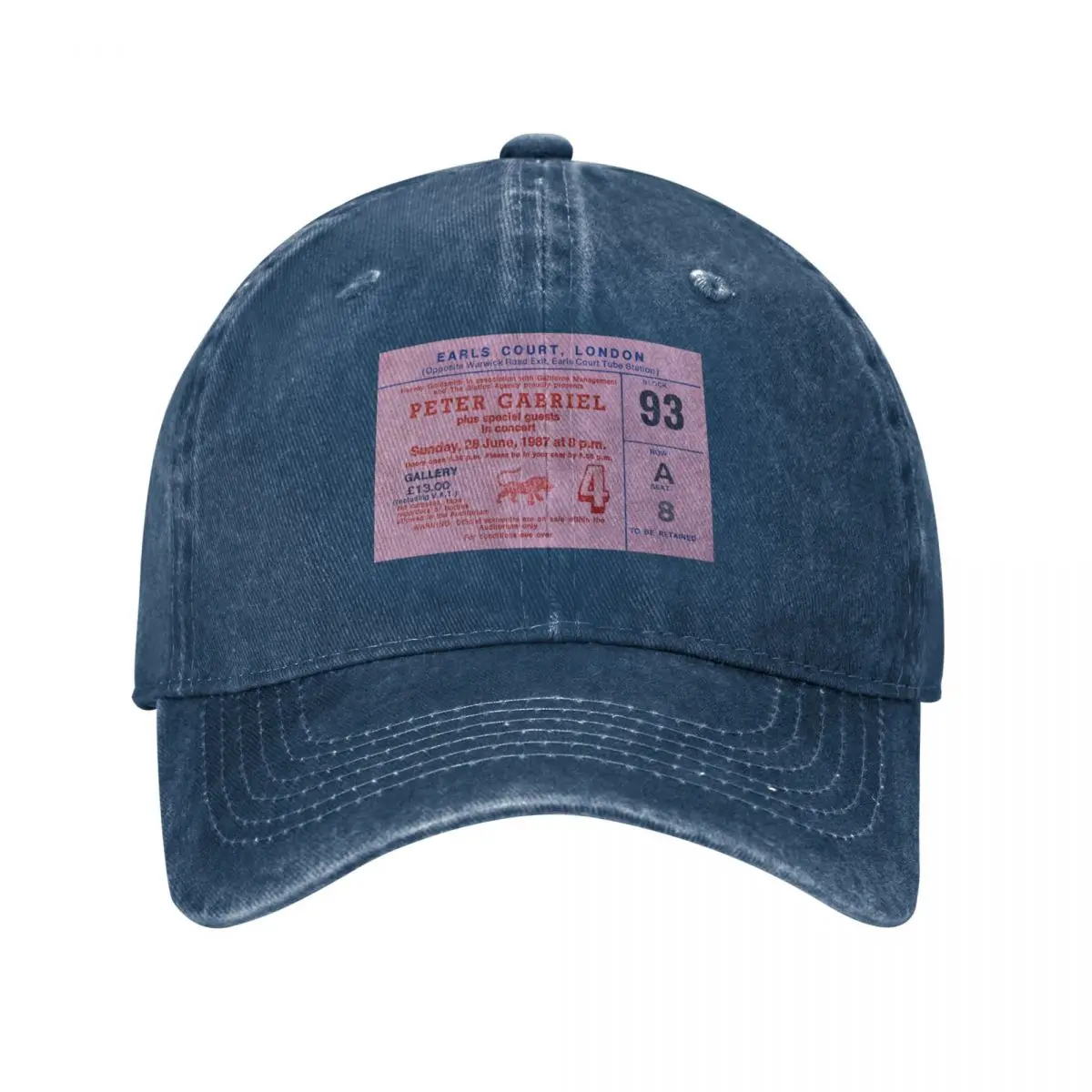 Peter Gabriel So Concert Ticket 1987 Baseball Cap Anime Hat derby hat cute Luxury Cap Women's Beach Outlet Men's