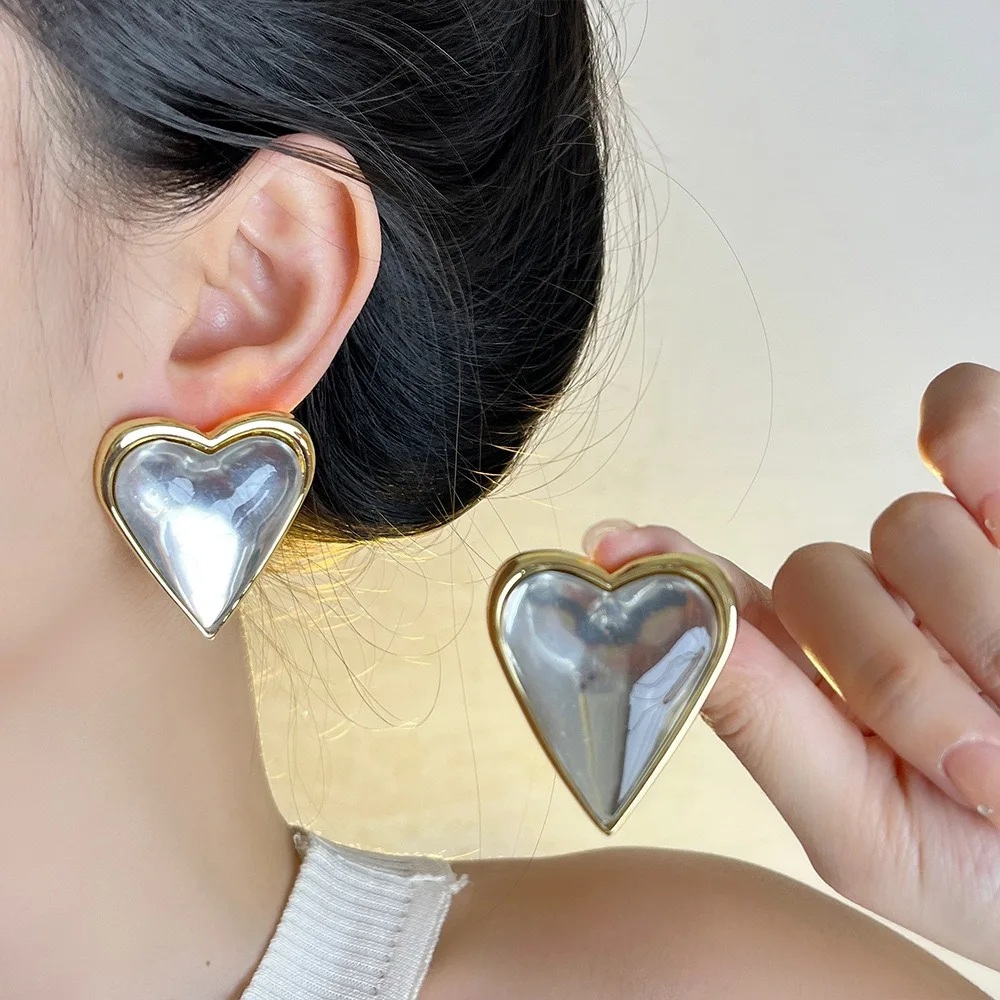 Korean Style Heart-Shaped Earrings for Women - Summer Jewelry