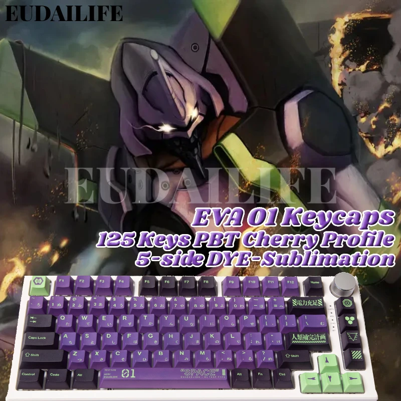 

EVA Anime 01 125 Key Caps PBT 5-side DYE Sublimation Cherry MX Cross Axis Switch Anime Keycap Mechanical Keyboard Gaming Gift