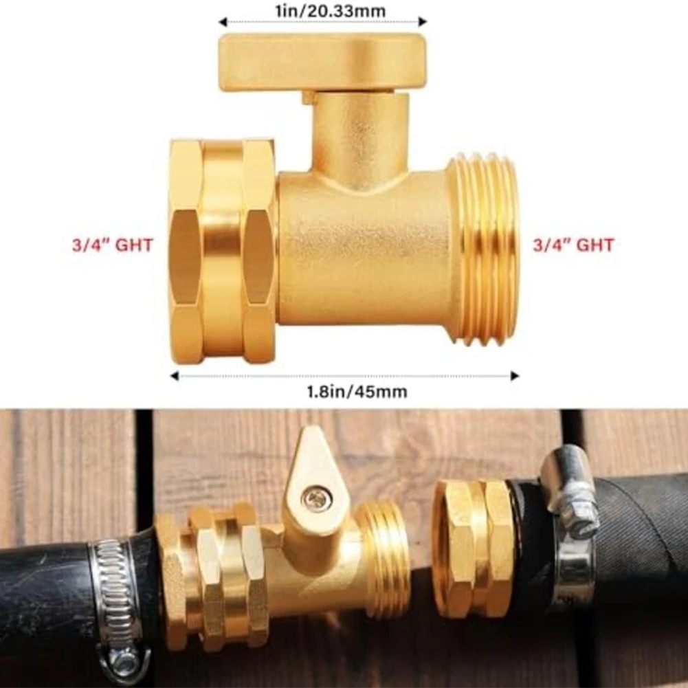 

2PCS 3/4 Inch Heavy Duty Brass Ball Valve Garden Hose Shutoff Connector For Outdoor Irrigation Car Washing And Faucet Adapter