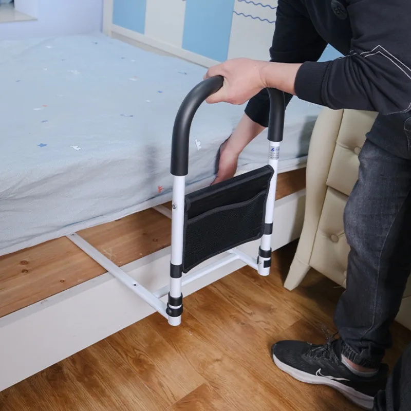 Elderly Bedside Assist Adjustable Height Bedside Handrail  Anti-Fall Bed Support  Bedside Handle with Storage Bag
