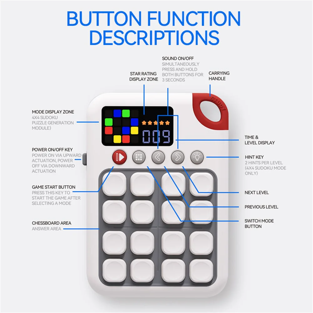 4 × 4 スマートデジタル数独トレーナー自動チェック機能ゲームコンソール子供のための感覚教育おもちゃ 500 レベルメンタル