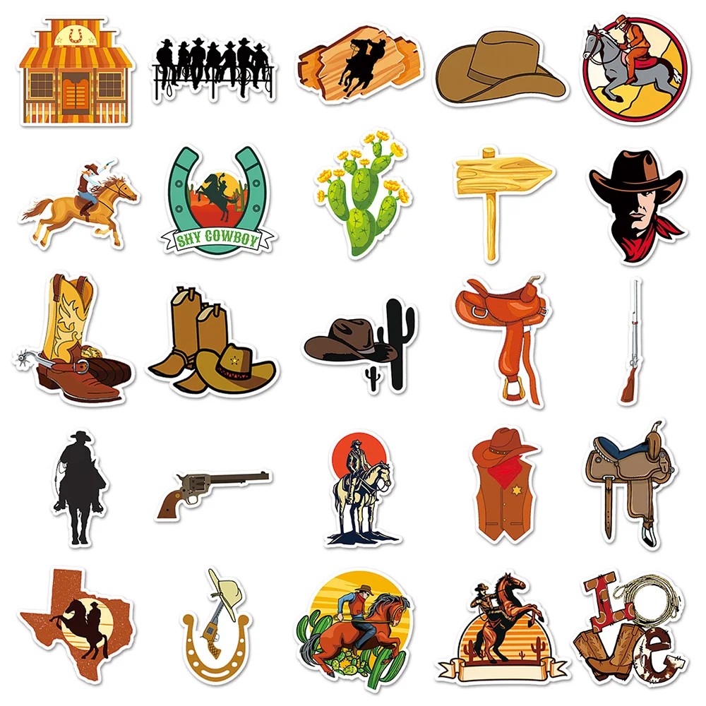 10/30/50pcs Cartoon Vintage Western Cowboy Stickers Cool Graffiti Decals Motorcycle Phone Suitcase Bike Waterproof Sticker Decor view 6