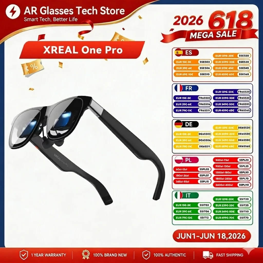 Gafas AR XREAL One Pro, Chip de Realidad Aumentada X1, 3D Real, XR Glass 3DoF Natives, X-Prism 57 ° Óptica FOV, Pantalla HD171 de 17 Pulgadas y 120Hz, para iPhone 17/16/15, SteamDeck, Dispositivos