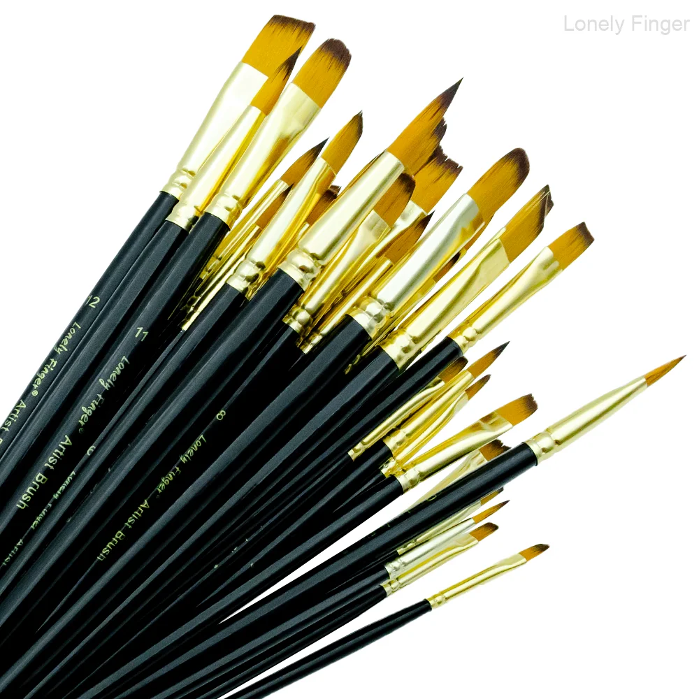 Watercolor Brushes Professional, 12/48pc Artist Paint Brush Set - Synthetic (Round, Flat, Angular,Filbert) for Watercolor Gouach