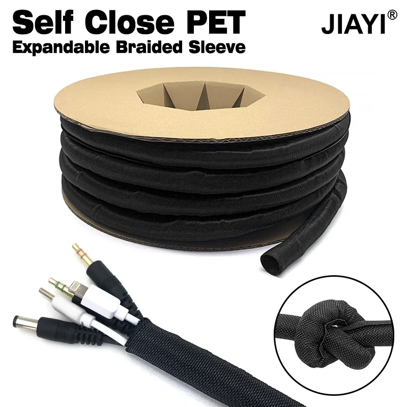 5/10m Self Closing PET Expandable Braided Sleeve Self-Closed Cable Organiser Insulated Wrap Self Close Sleeved Cable Protecter