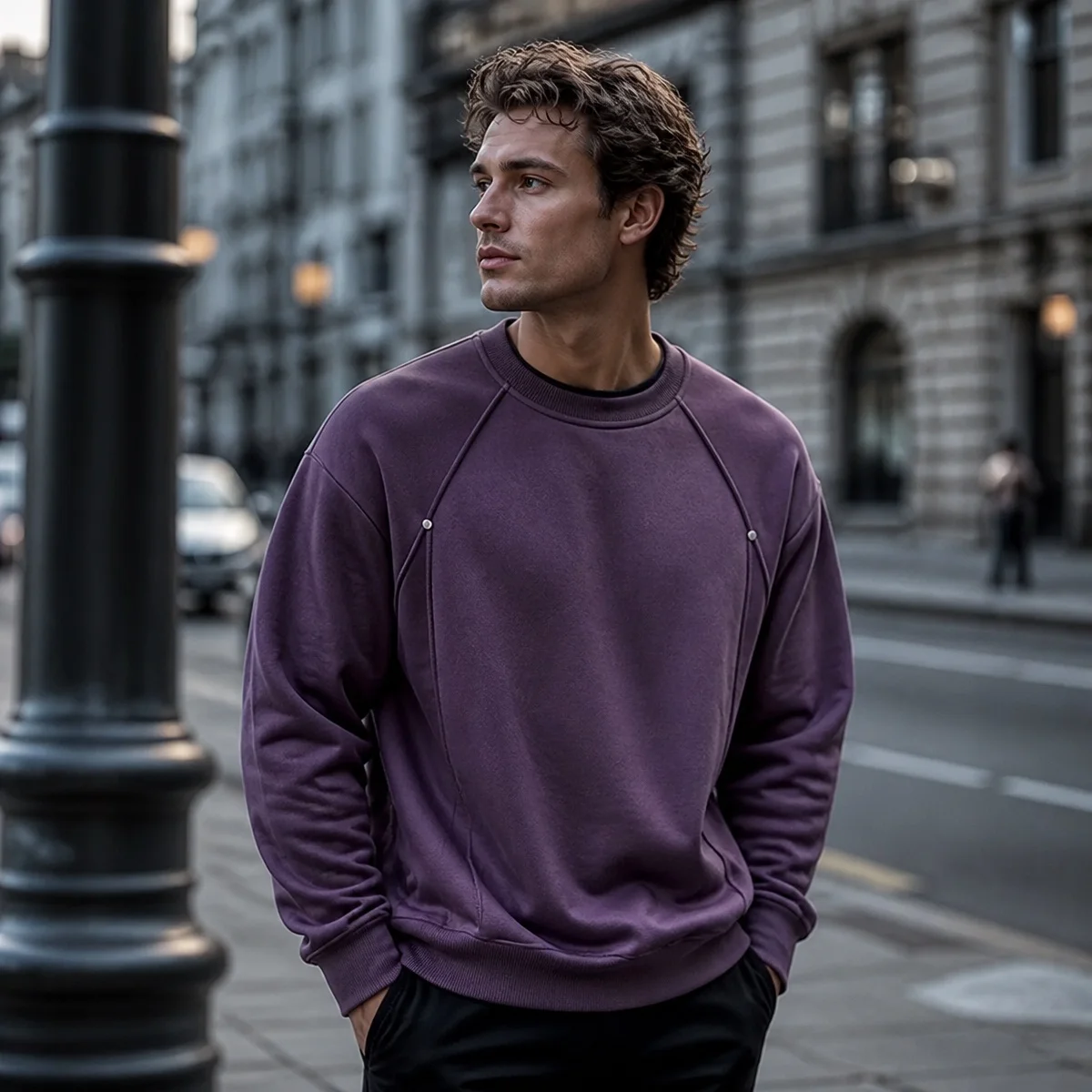 Men 2026 Autumn Winter Fleece Thick Sweatshirt Crew Neck Loose Long Sleeve Pullover Plus Size Trendy Versatile Tops