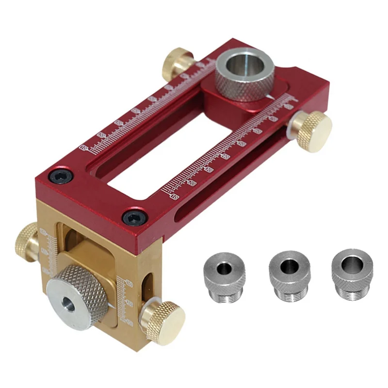 

AC88-2 In 1 Drill Guide Doweling Jig Bed Cabinet Screw Punch Locator Woodworking Hole Drill Bit Set 5-Hole 6/8/10/12/15Mm