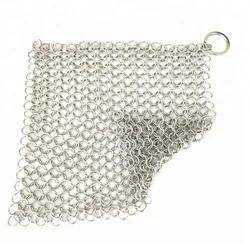 Leeseph Kitchen Cleaning Ring Stainless Steel Cleaner Chainmail Scrubber Accessories Reusable Washing Net Cleaning Tool for Home