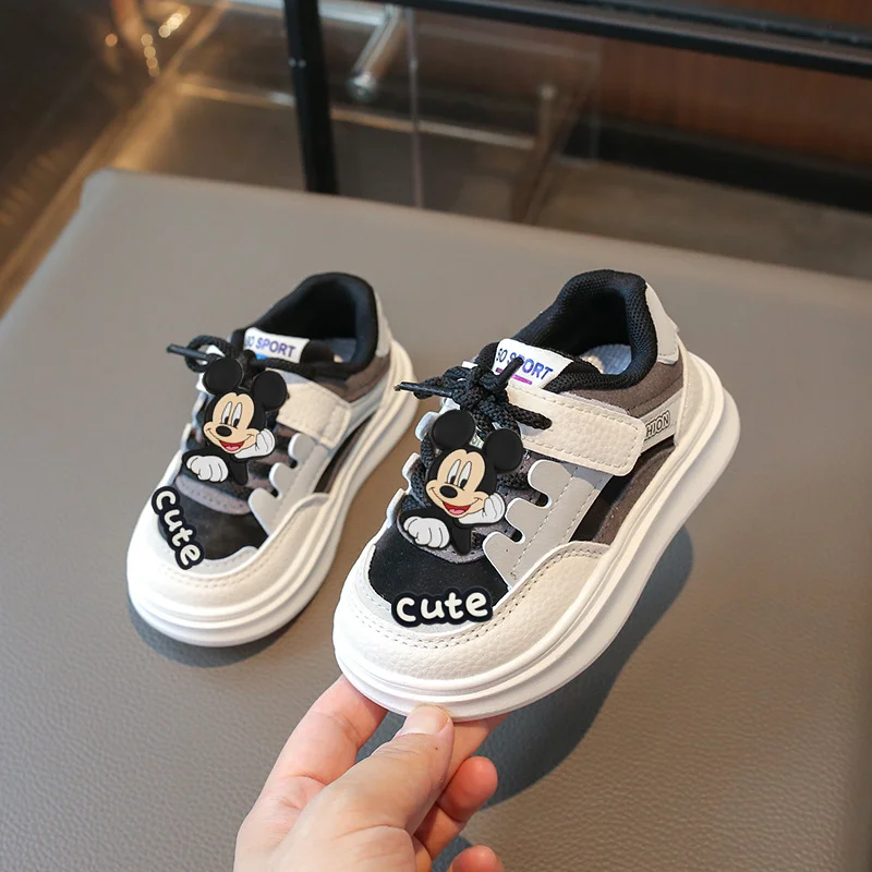 

Детские туфли Disney на весну и осень, кроссовки для девочек, детские первые ходунки с Микки Маусом, дышащая повседневная обувь на мягкой подошве