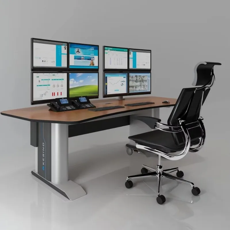 Adjustable Height Office Desk for Command Center Workstations Metal Control Center Consoles for Mall Use
