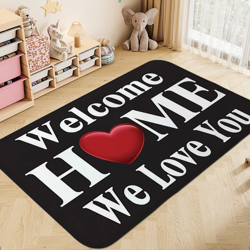 Washable Non-slip Mats A-Welcome Home Mats Anime Rug Aesthetic Sleeping Room Rugs Kitchen Floor Mats Front Door Mat Bathmat