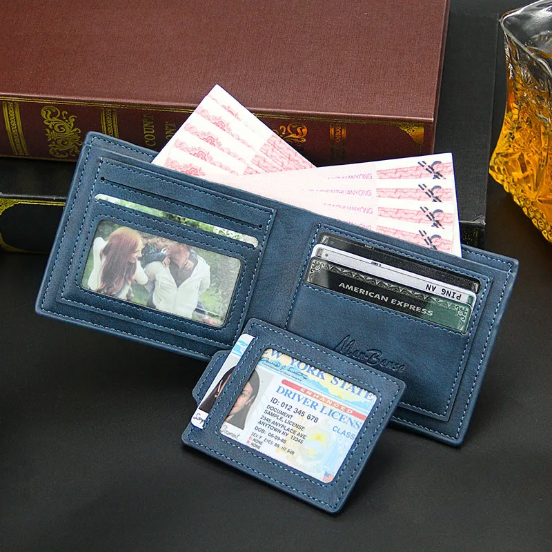 New Short Men Wallets High Quality Card Holder Casual  Male Purses Small Card Bag Photo Holder Men's Removable Card Slot image 5