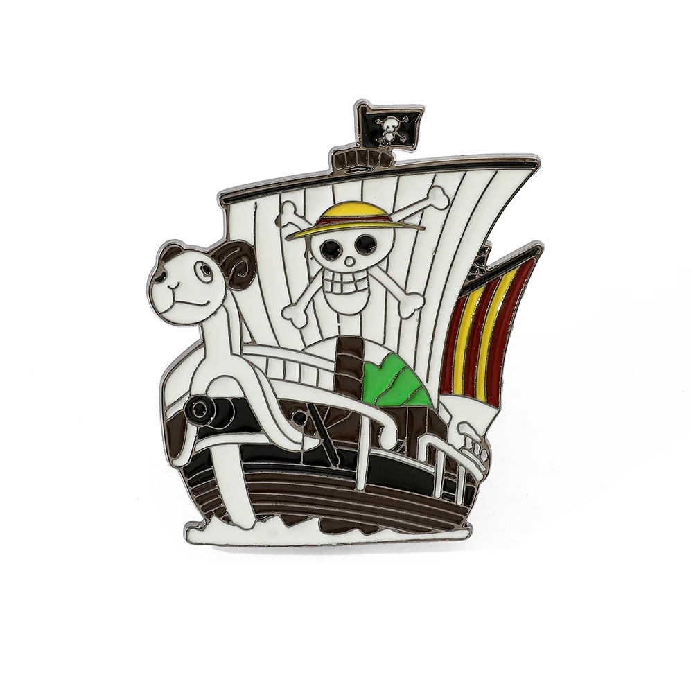 1 Pc Anime Pirate Ship Going Merry Brooch  Cartoon Enamel Pin Metal Badge Jewelry Backpack Clothing Accessories Gift