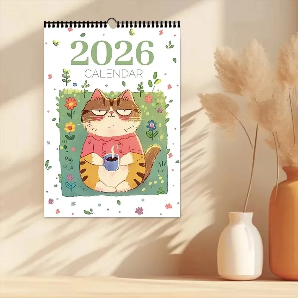 

Creative Family Planner 2026 Calendar Handmade Large Size Cat Cafe Calendar 12 Monthly Desktop Calendar Home Decor
