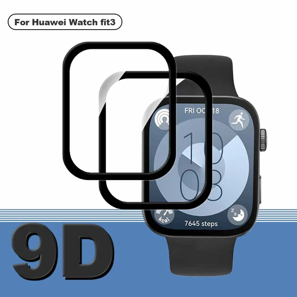 2PCS 9D Curved Soft Protective Glass For Huawei Watch Fit 3 Fit3 Huawey WatchFit3 Smartwatch Screen Protector Films Accessories