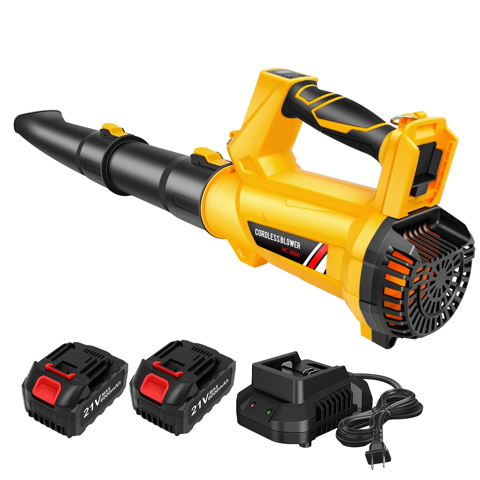 

Cordless Leaf Blower Cleaner Electric Handheld 21V with 2 x 6.0Ah Batteries Fast Charger 170MPH 21000r/min 6-Speed for Lawn Care