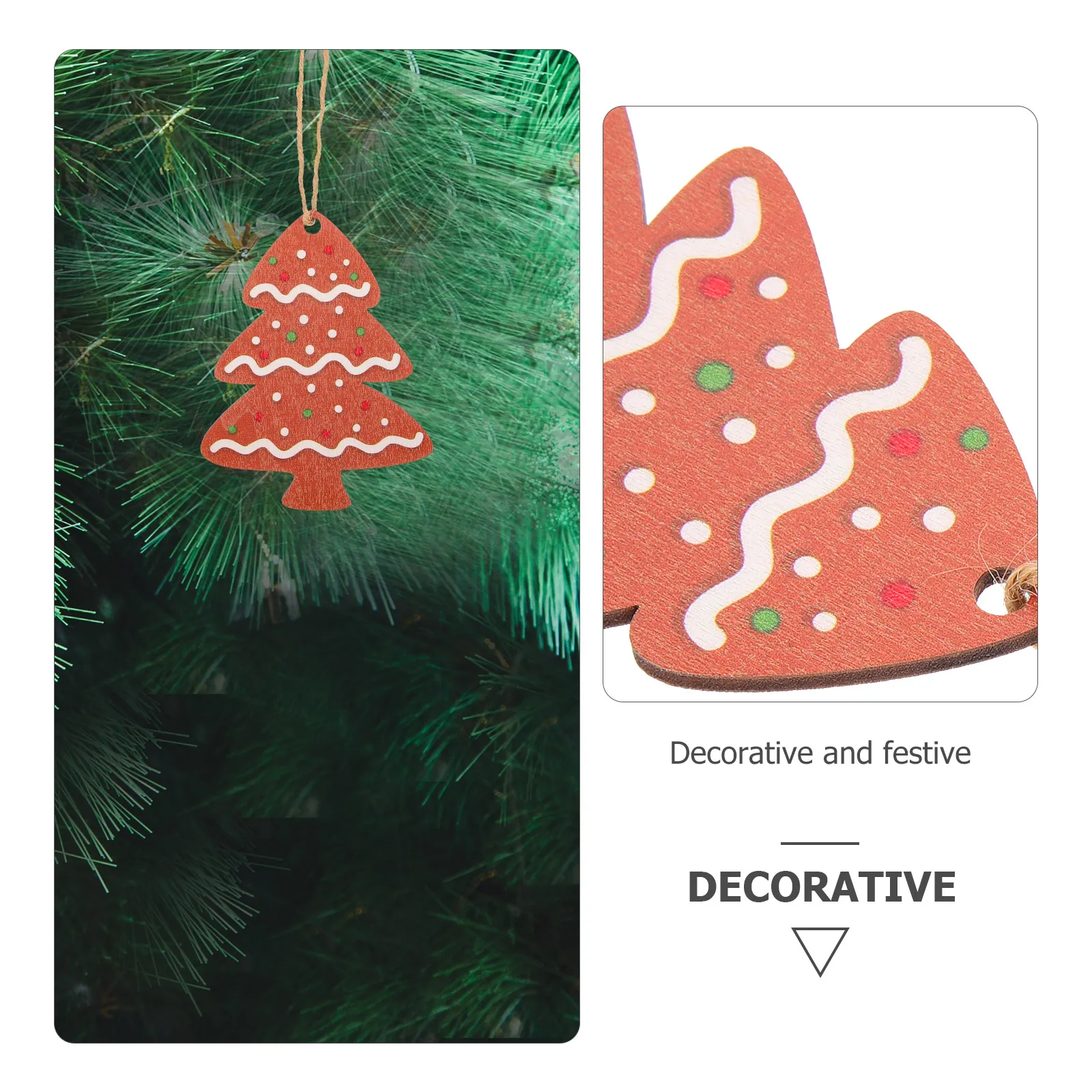 

10 Pcs Christmas Tree Hanging Decorations Wood Slice Pendant Ornament Label Mini Ornaments