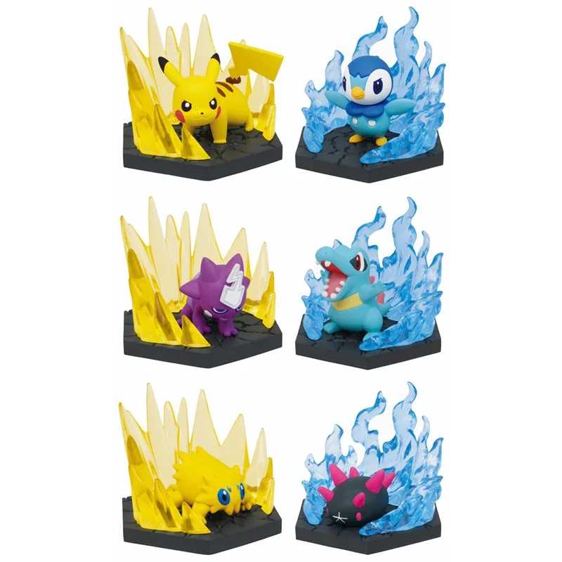 Gacha Electric VS Water Scene Pikachu Piplup Totodile Joltik Action Figure prodotto finito modello giocattoli