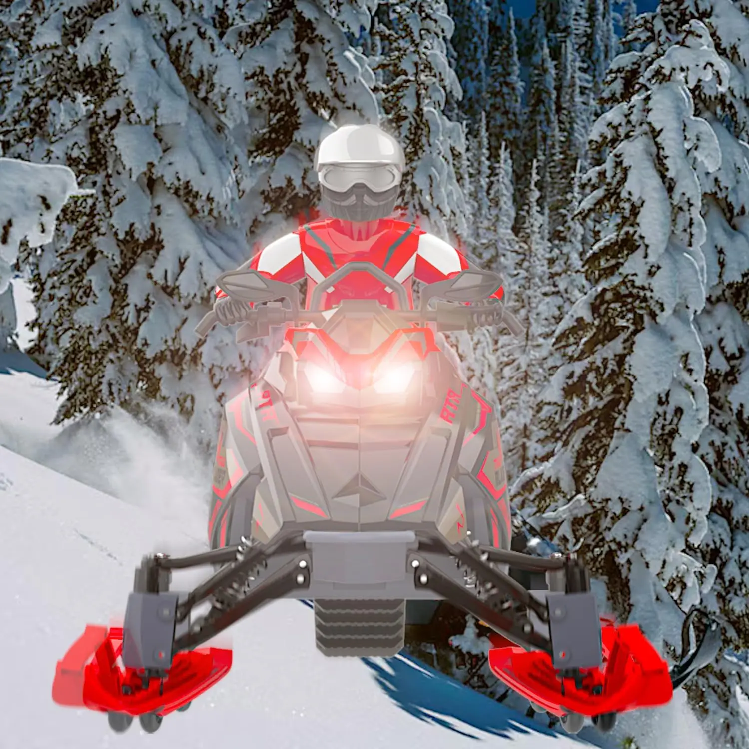POCO DIVO 19\" RC Tracked Snowmobile Dual Ski Snowboards Off-Road Sledge Motor Sled Racing Sports