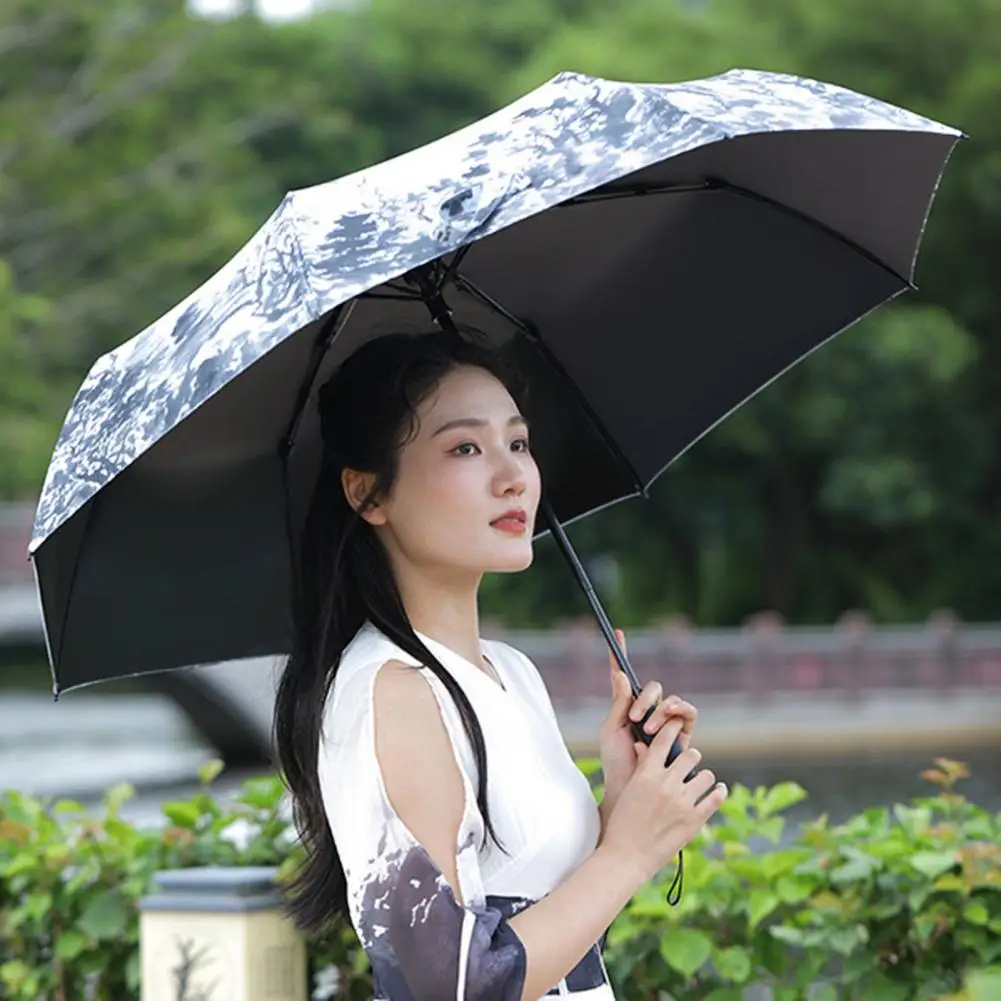 

Folding Travel Umbrella Chinese Style Usb Rechargeable Sun Protection Umbrella with Water Spray Mister Windproof Folding for Uv