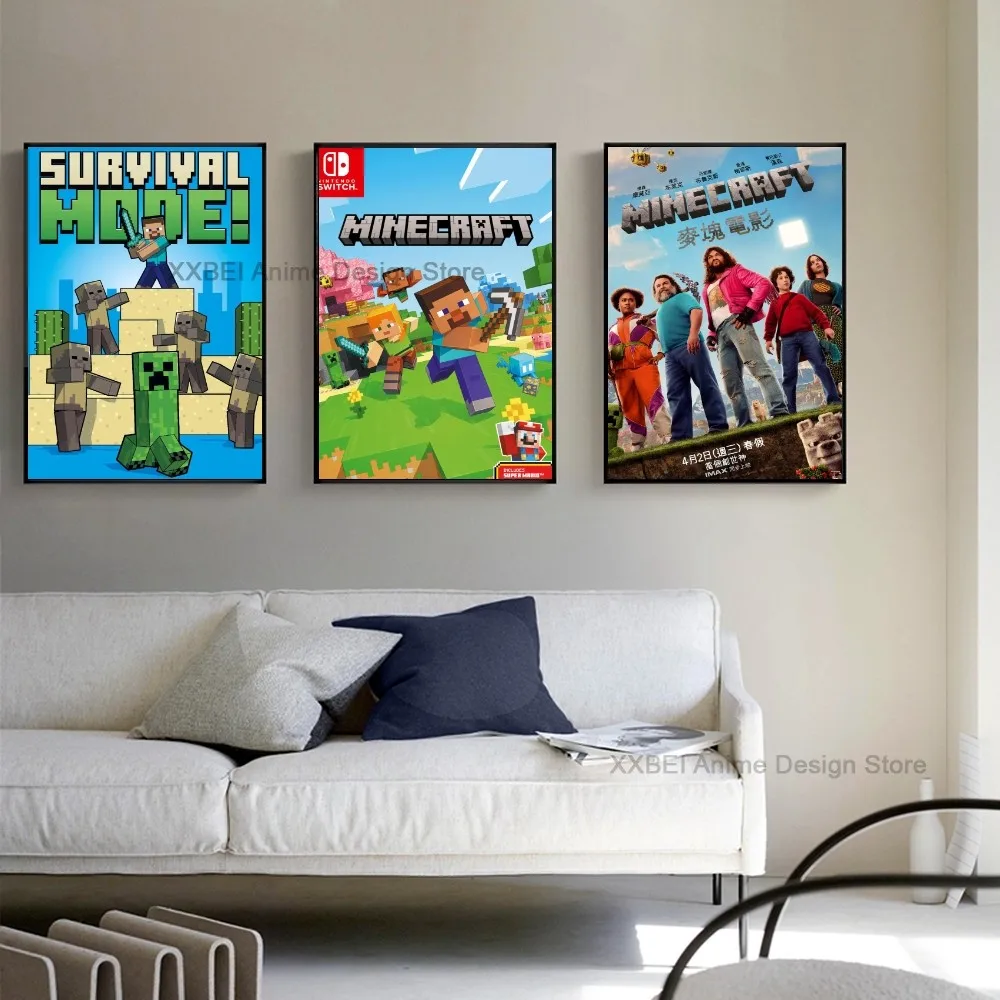 M-Minecraft ملصق طباعة ملصق ورقة ملصق مضاد للمياه غرفة المعيشة المنزلي بار طلاء جدران الديكور #3