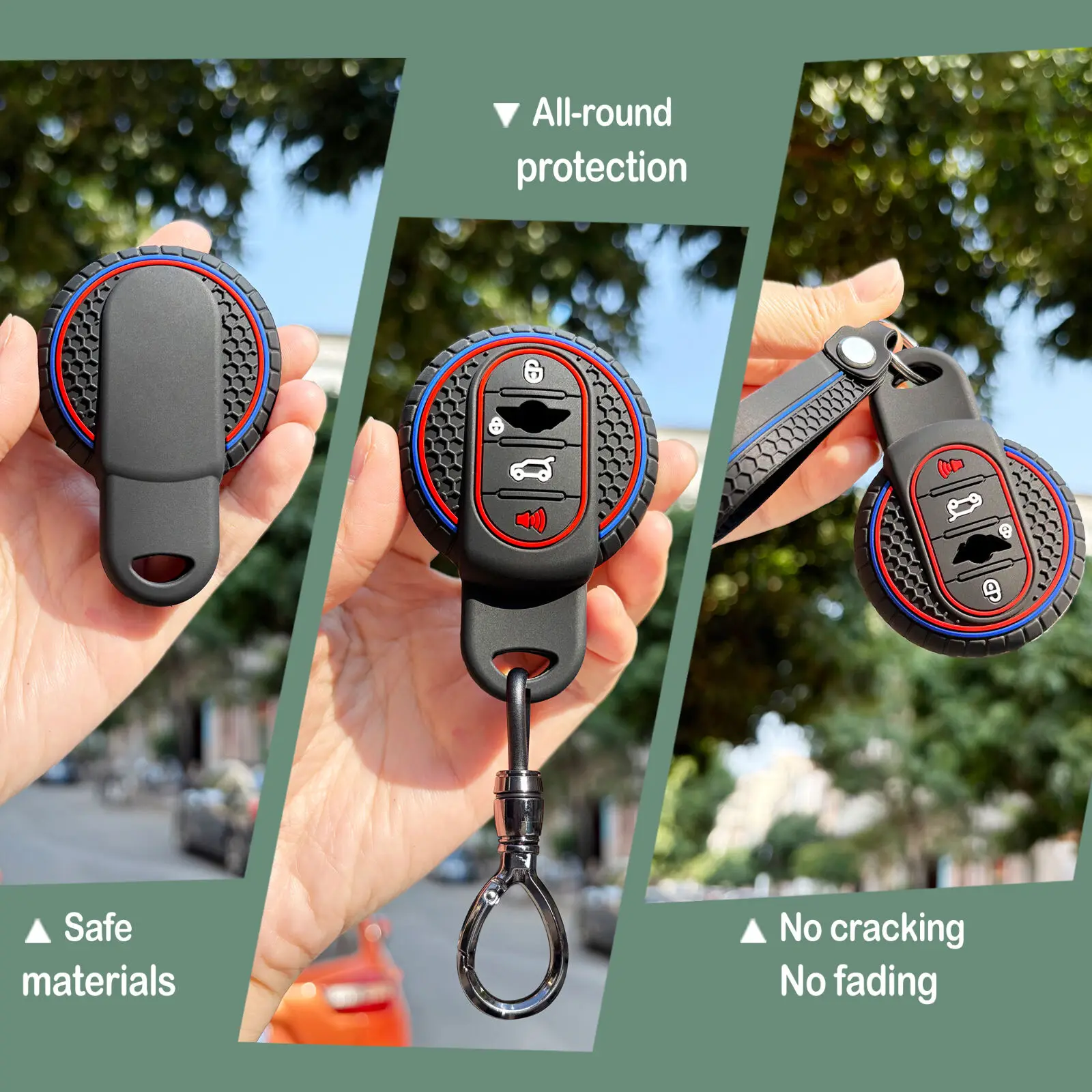 Protection Holder Interior Accessories For BMW Mini R56 Cooper Mini Clubman 3/4 Butttons Keychain Silicone Cover Fob Key Case