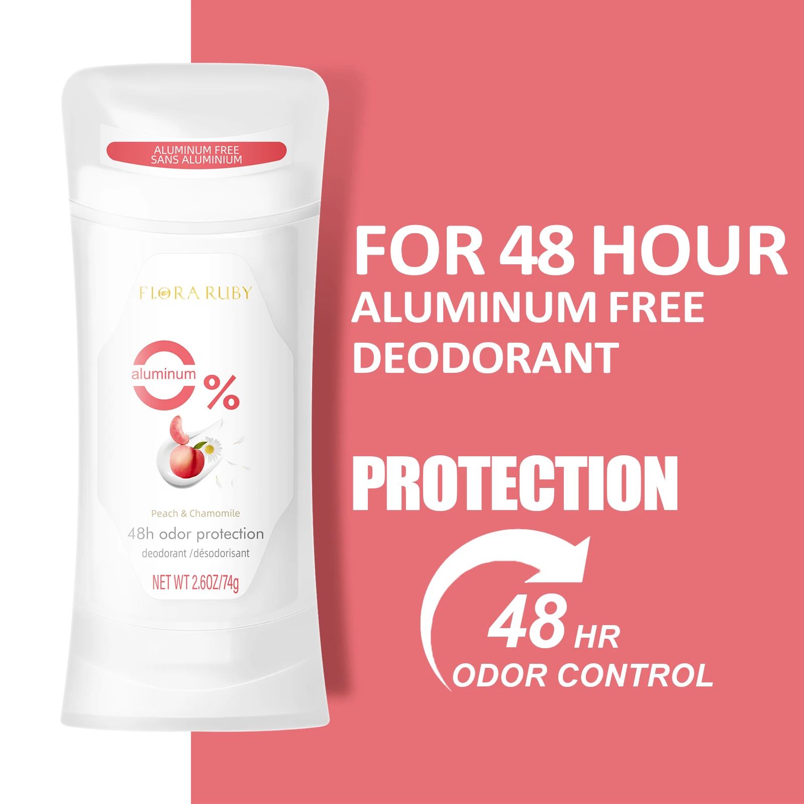 2 قطعة/المجموعة مزيل رائحة الجسم ، عصا مزيل العرق ، خالية من الألومنيوم ، مزيل الروائح الكريهة برائحة الزهور الطبيعية 48 ساعة ، جفاف طويل الأمد ومنعش