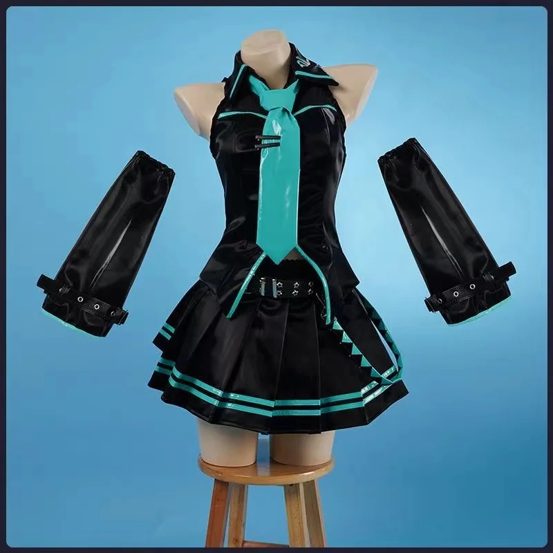 Cosplay Miku16th formula suit black liquid leather sexy cosplay suit