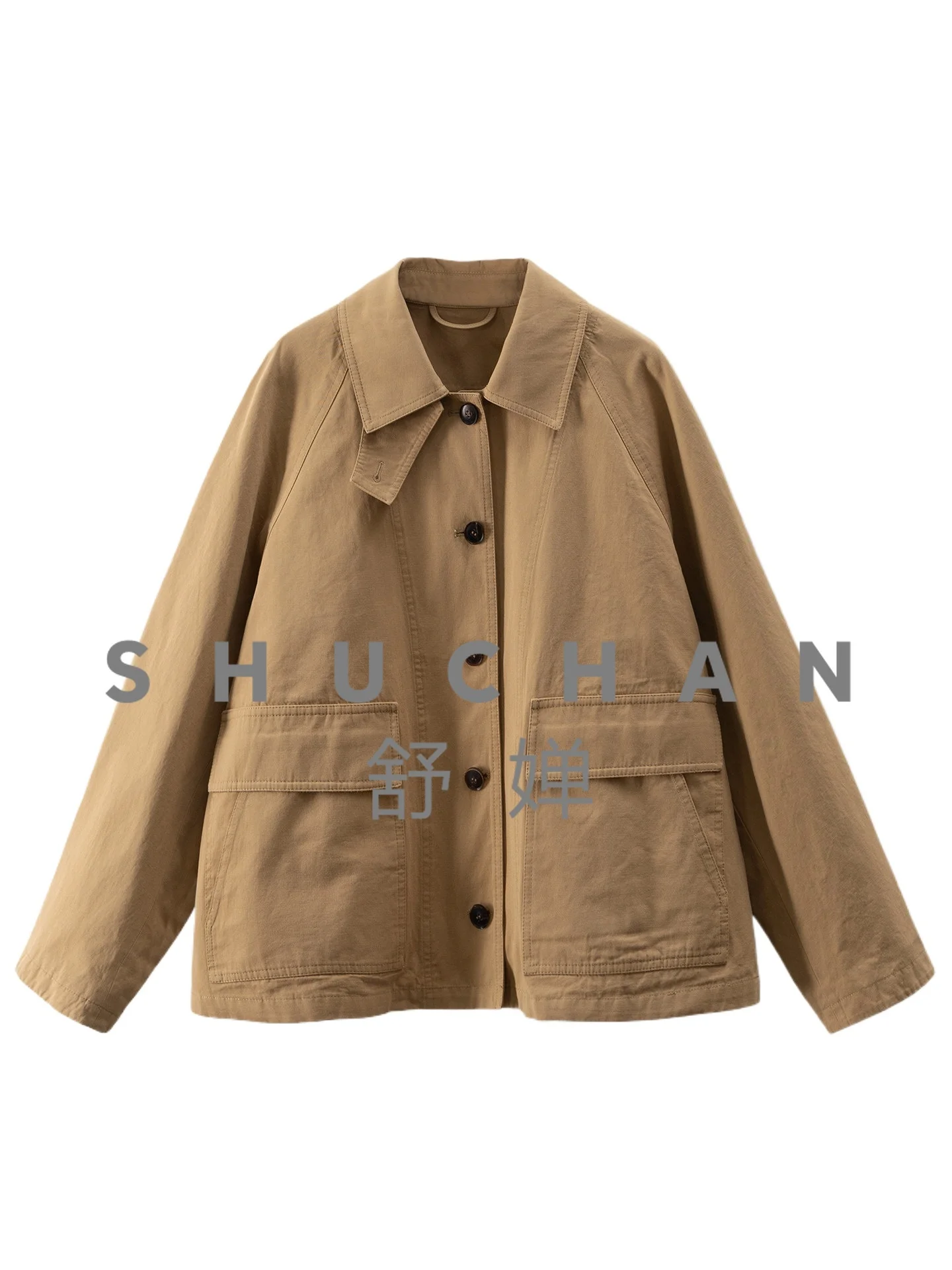 

Винтажная ветровка-куртка для ранней весны, высококачественная, двухслойная, 100% хлопок, женская, 21K3