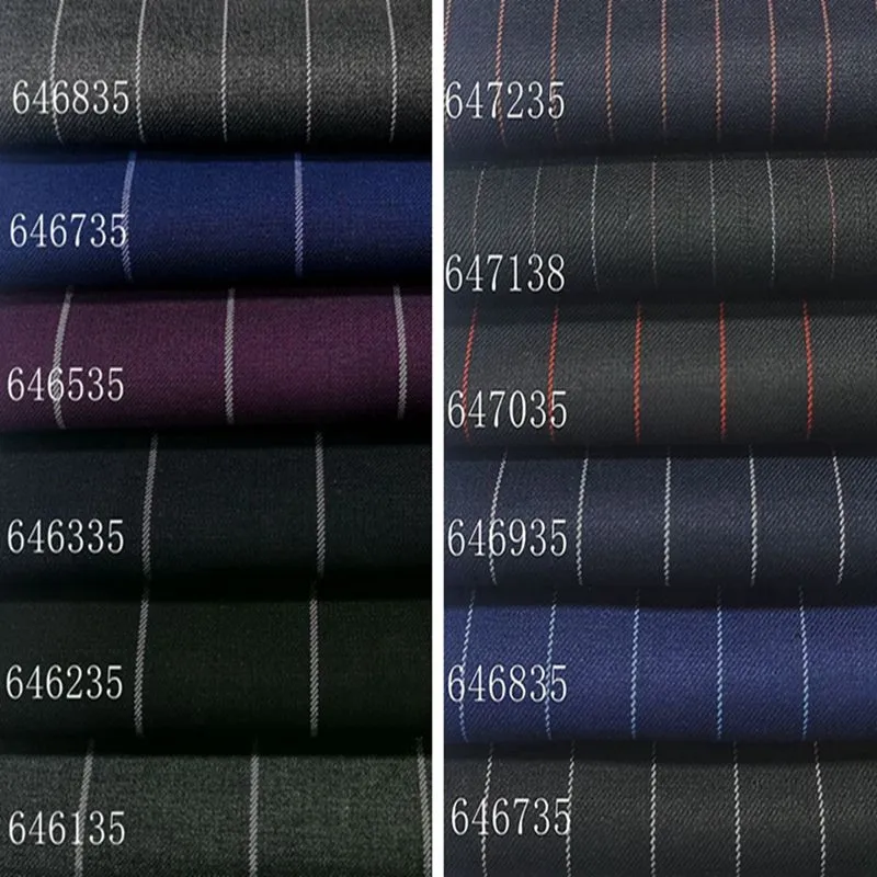 

Non-ironing black wide stripe clothing fabric autumn and winter suit pants small waistcoat professional