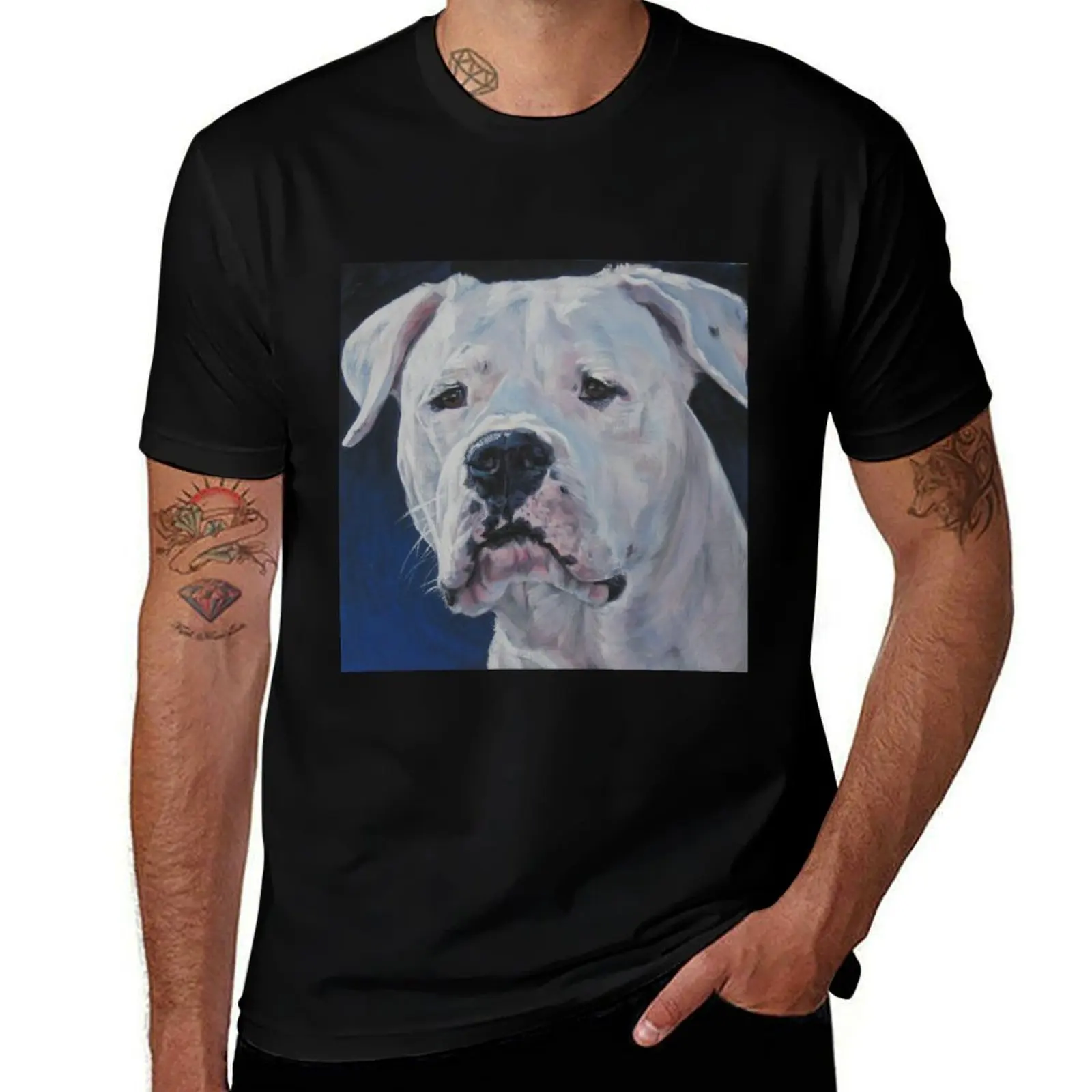 

Dogo Argentino Fine Art Painting T-Shirt funny t shirts dark humor man t shirts for men casual T-Shirt