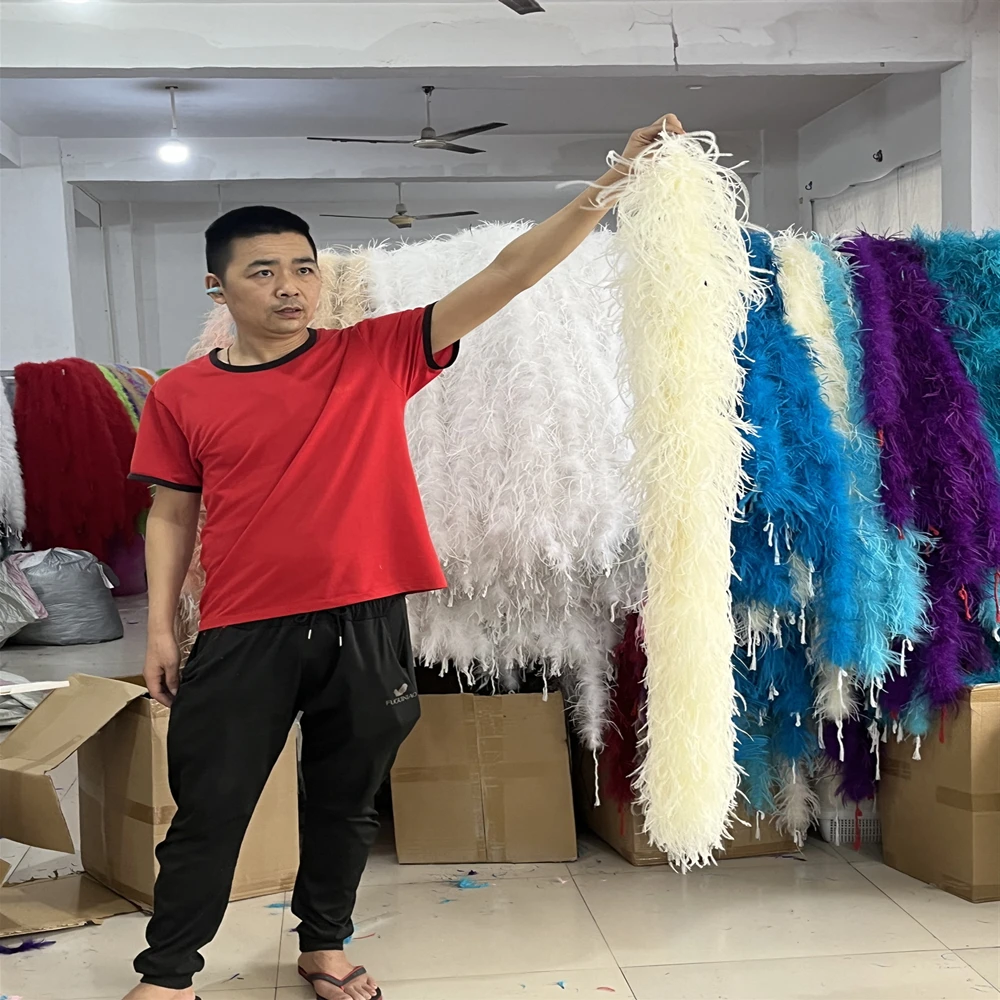 

1 Meter Trims Natural Ostrich feathers boa Scarf 3ply 6ply 10ply 15ply 20ply Thick Party Clothing Sewing Accessory Decoration