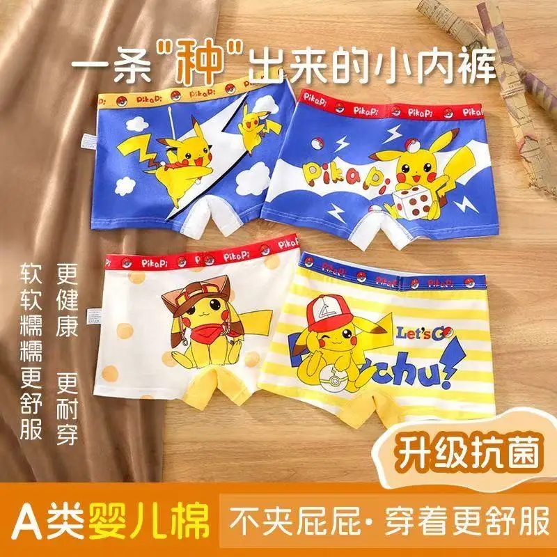 

4pcs Pokemon Boys Boxer Underpants Cotton Anime U Pouch Bulge Underwear Cartoon Shorts Cute Breathable Boxer Pants