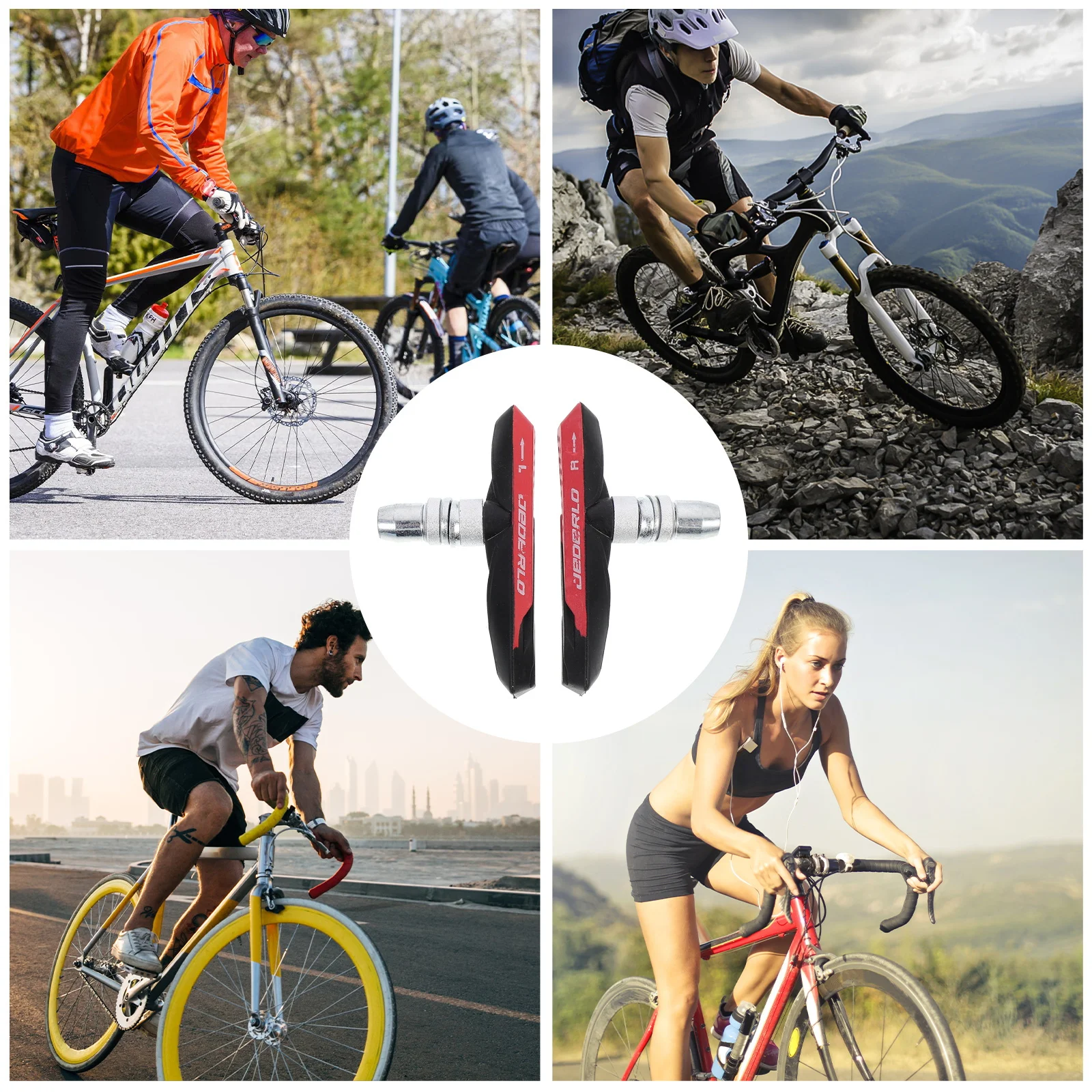

Upgraded Rubber Brake Pads Bike Disc Blocks Replacement Widened Design Strong Adhesion Oil Resistance Grooved Friction Low
