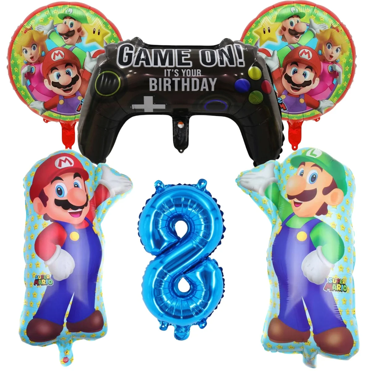 NONE Cartoon Marios Ballon Geburtstag Party Liefert Einweg Geschirr Set Hintergrund Banner Hut Baby Dusche Tasse Teller Servietten 6