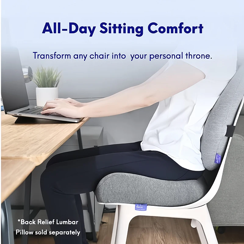 Pressure Relief Seat Cushion for Long Sitting Hours on Chair Extra Dense Memory Foam Relieve Hemorrhoids Coccyx Sciatica