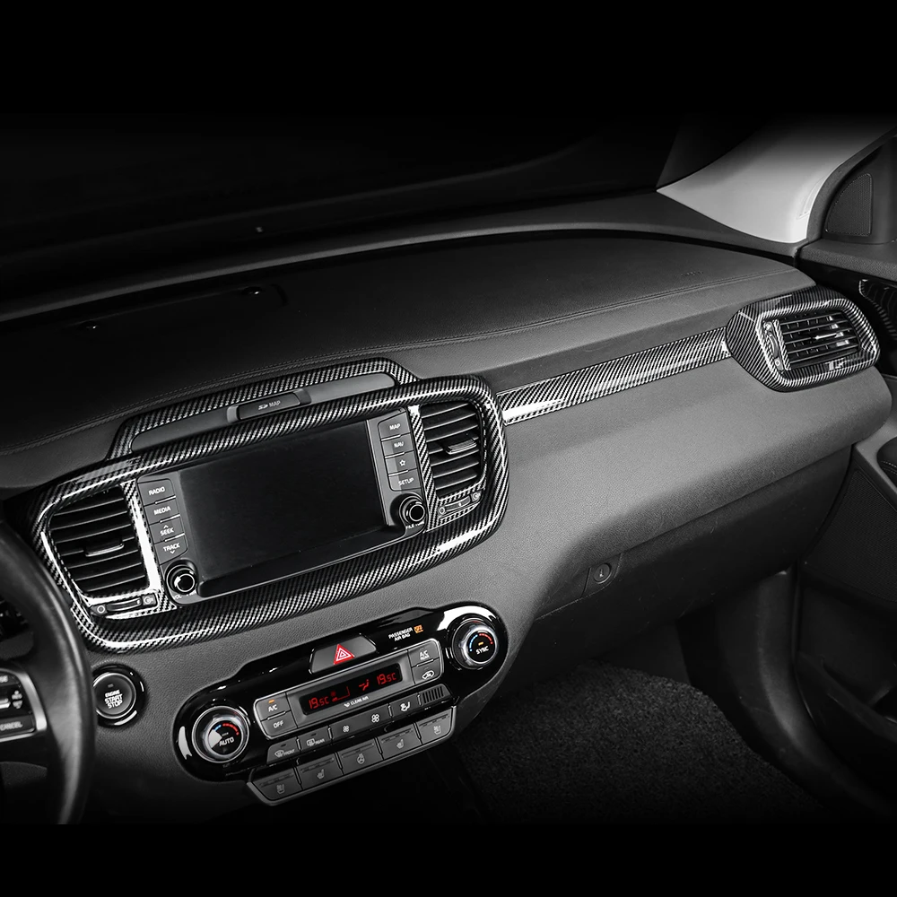 Für Kia Sorento 2014-2020 Carbon-Faser Mittelkonsole Lüftungsabdeckung Instrumententafel-Verkleidung Auto-Innendekor Zubehör LHD – Detail 30