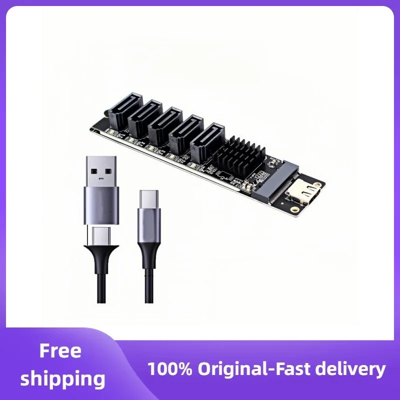 

TYPE-C To SATA3.0 5 Ports Adapter Converter Card 6Gbps USB10G JM575+JMS580 For SATA SSD HDD Expansion PH8057-5S