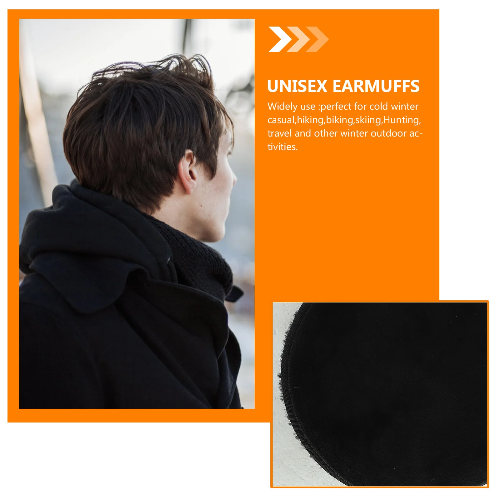 

Knitted Black Foldable Earmuffs Warm Winter Outdoor Earflap 11x11cm Stretchable Ear Cover for Skiing Hiking Travel