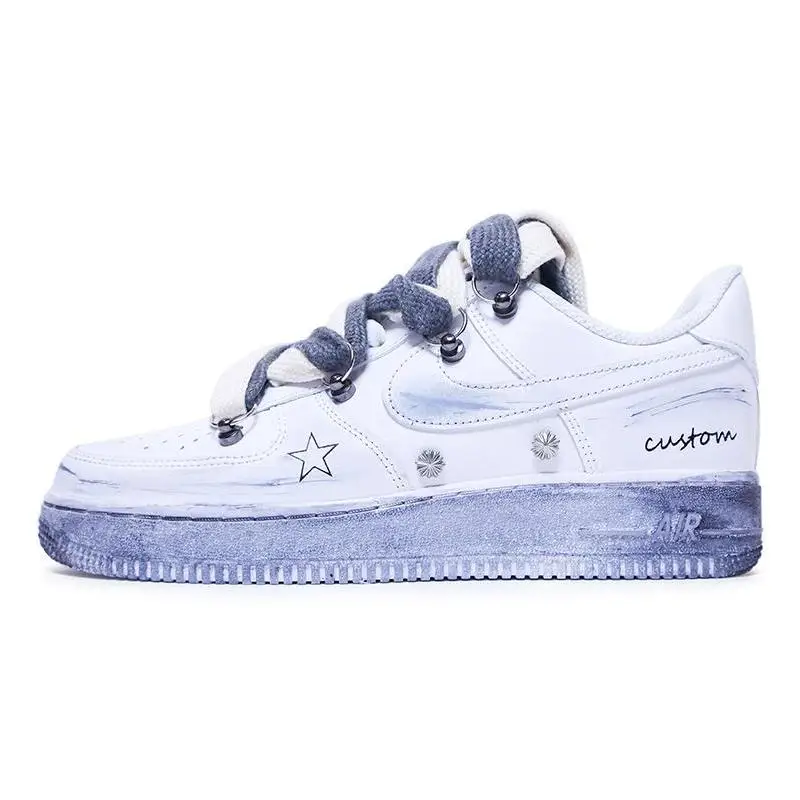 

[Невероятные женские шестиконечные звезды] Nike Air Force 1, противоскользящие и износостойкие легкие женские туфли для скейтборда с низким берцем