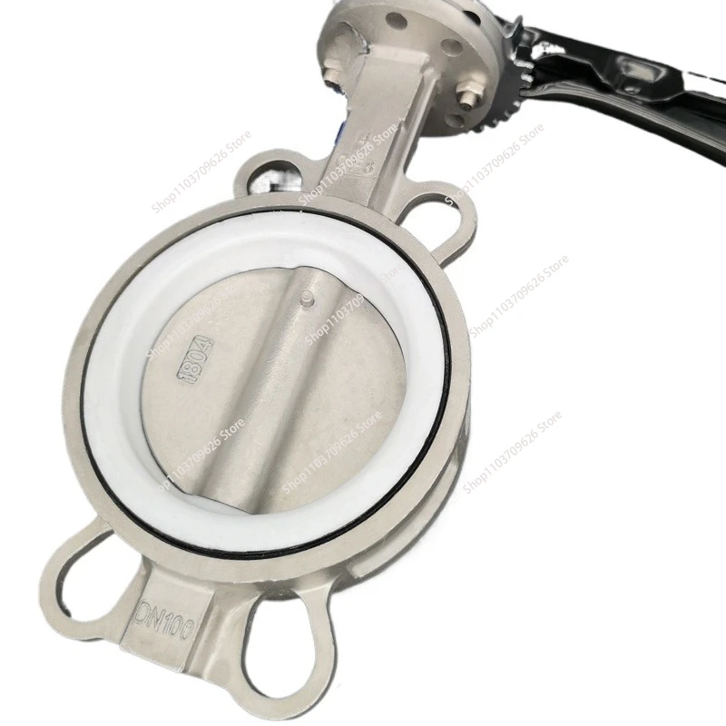 

D71F-16P Вафельный дроссельный клапан из нержавеющей стали 304, ручной дроссельный клапан из ПТФЭ DN50 65 80 100 150