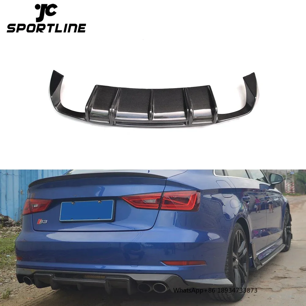 JC Sportline Carbon Fiber Rear Bumper Lip Diffuser for Audi S3 2015 2016 Sedan RS style