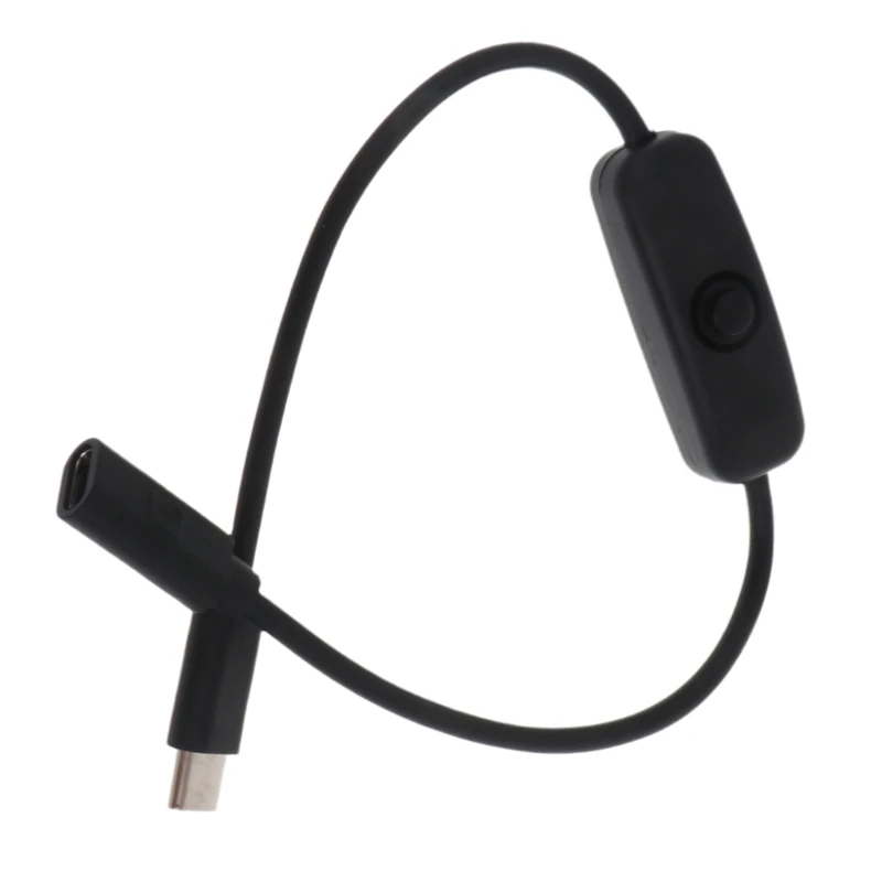 كابل مفتاح الطاقة لراسبيري بي 4B امدادات الطاقة ، USB نوع C ذكر إلى نوع C أنثى تمديد كابل مع زر تشغيل/إيقاف