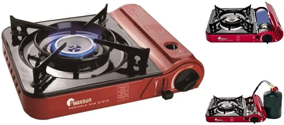 

Dual Fuel Portable Gas Stove MS-3800LPG (Red), 9,560BTU, Camp Stove with Carrying Case