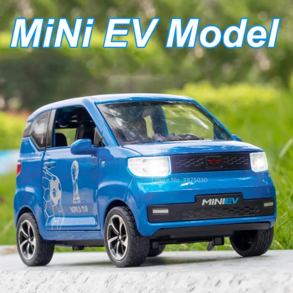 

1/24 Wuling MiNi EV Graffiti Car Toy Model Alloy Diecast All Car Doors Can Be Opened Pull Back Function Vehicle Boy Collect Toys