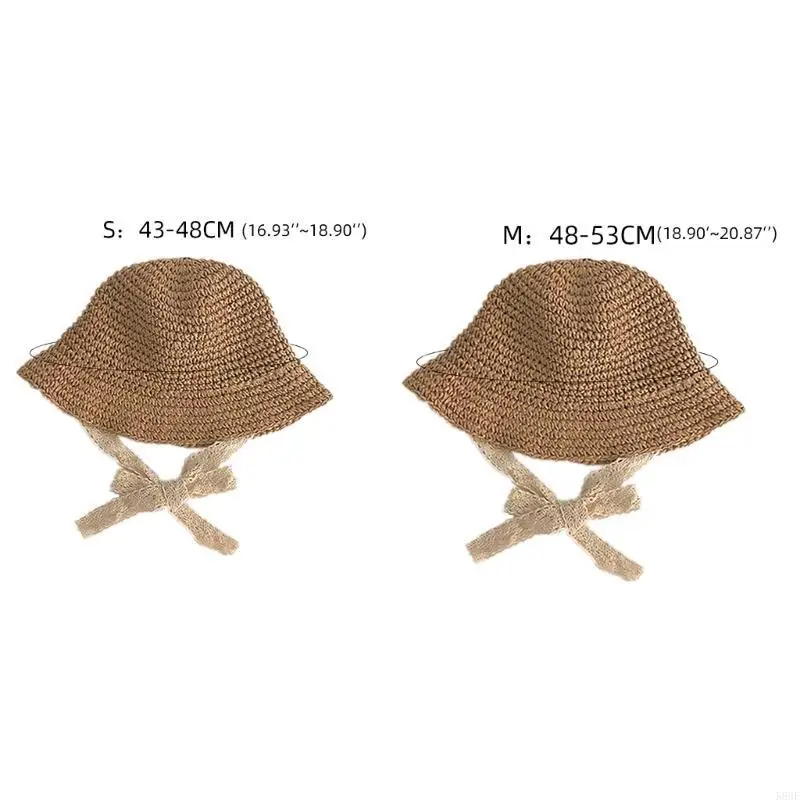 K8GF قبعة أطفال عصرية صيفية مجوفة للسفر والشاطئ يمكن ضبط حزام الذقن