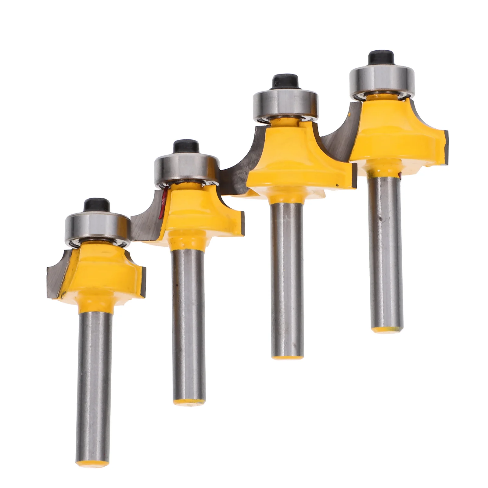 

4Pcs Woodworking Milling Cutter Set Round Over Router Bit High Performance Steel Cutting Tool for Furniture Crafting Edge