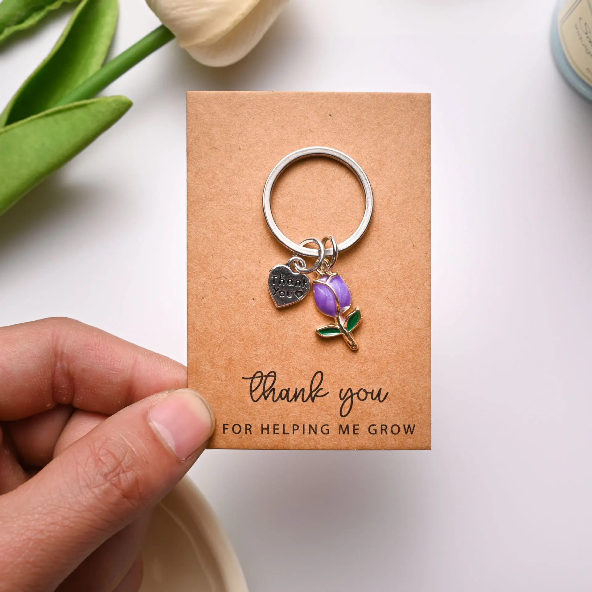 tulip keychain Flower Keychain Cartoon Pendant Keyring for Women Girls Bag Decor Jewelry Gifts